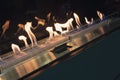 The flames in electric fireplace close-up Royalty Free Stock Photo