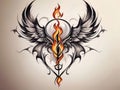 Flames of Elegance Crafting an Elegant, Clean, and Harmonious Fire Design Tattoo Royalty Free Stock Photo