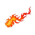 Flames of fire on blazing fireball or fiery comet Royalty Free Stock Photo