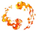 Flames and fire burning, circle frame for text Royalty Free Stock Photo