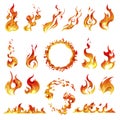 Fire and flames, circle frame and blazing burning Royalty Free Stock Photo