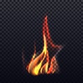 Flames fire effect isolated on black background. Royalty Free Stock Photo