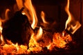Flames of a fire in a fireplace Royalty Free Stock Photo