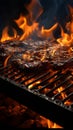 Flames of flavor, A fiery barbecue grill awaiting the sizzle and sear