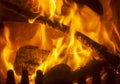Flames In A Log Fire Fireplace
