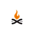 Flames logo design with fire and wood icon template Royalty Free Stock Photo