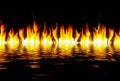 Flames over water