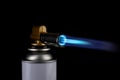 Flamethrower burner gas blow torch Ignition with blue fire flame Royalty Free Stock Photo