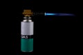 Flamethrower burner gas blow torch Ignition with blue fire flame Royalty Free Stock Photo