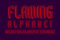 Flaming alphabet. Red shades artistic font. Isolated english alphabet