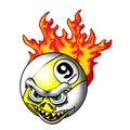 Billiards Clip Art, Flaming Monster 9 Pool Ball. Royalty Free Stock Photo