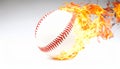 Flaming Baseball: A Dynamic Image of Speed, Power, and Intensity on White Royalty Free Stock Photo
