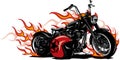 Vector illustration Flaming Bike Chopper Ride Front View