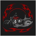 Flaming Bike - Retro Chopper and tribal flame