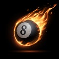 Flaming billiards eight ball on black background Royalty Free Stock Photo