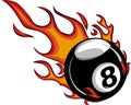 Flaming Billiards Eight Ball Vector Cartoon burning with Fire Flames