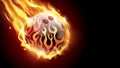 Flaming bowling ball on black background.Tv size banner. Vector clip art illustration Royalty Free Stock Photo
