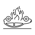 Flaming from car engine Isolated Vector icon that can be easily modified or edited
