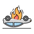 Flaming from car engine Isolated Vector icon that can be easily modified or edited