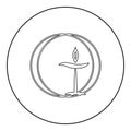 Flaming chalice symbol Unitarian universalism concept icon in circle round black color vector illustration image outline contour