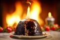 Flaming Christmas Pudding and Holiday Spirit