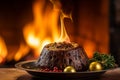 Flaming Christmas Pudding and Holiday Spirit