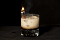 Flaming Cinnamon cocktail with kahlua, baileys irish cream and sambuca