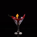 Flaming cocktail over black Royalty Free Stock Photo