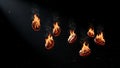 Flaming Coffee Beans with Smoke on Black Background Royalty Free Stock Photo