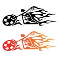 Flaming Custom Chopper Motorcycle Logo