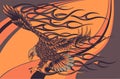 Flaming Eagle on colored background vector illustration Royalty Free Stock Photo