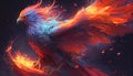 Flaming fiery Phoenix bird