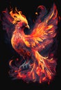 Flaming fiery Phoenix bird from the ashes