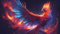 Flaming fiery Phoenix bird from the ashes