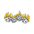 Flaming on fire burning white dice risk taker gamble art