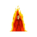 Flaming Fire Devil, Fantasy Mystic Creature Cartoon Character Vector Illustration