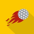 Flaming golf ball icon, flat style Royalty Free Stock Photo