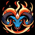 Flaming head of dragon isolated on black background. Vector illustration. generative AI