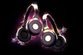 Flaming headphones. Musical concept Royalty Free Stock Photo