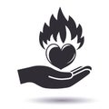 Flaming heart in hand Royalty Free Stock Photo