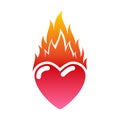 Flaming heart icon. Love symbol. Passion and fire.