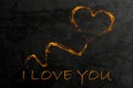 Flaming heart with text on the wall Royalty Free Stock Photo