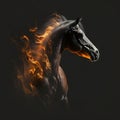 Flaming Horse Close Up. Generative AI Royalty Free Stock Photo