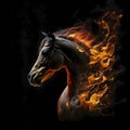 Flaming Horse Head. Generative AI Royalty Free Stock Photo