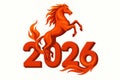 Flaming Horse Rearing with Tail Around 2026 Royalty Free Stock Photo