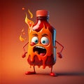 Flaming Hot Sauce Bottle Character, Generative AI Royalty Free Stock Photo