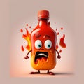 Flaming Hot Sauce Bottle Character, Generative AI Royalty Free Stock Photo