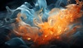 Flaming inferno paints a bright, futuristic underwater fantasy backdrop generated by AI