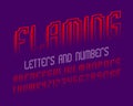 Flaming letters and numbers with currency signs. Red fire artistic font. Isolated english alphabet