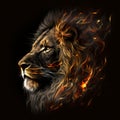Flaming Lion Face. Generative AI Royalty Free Stock Photo